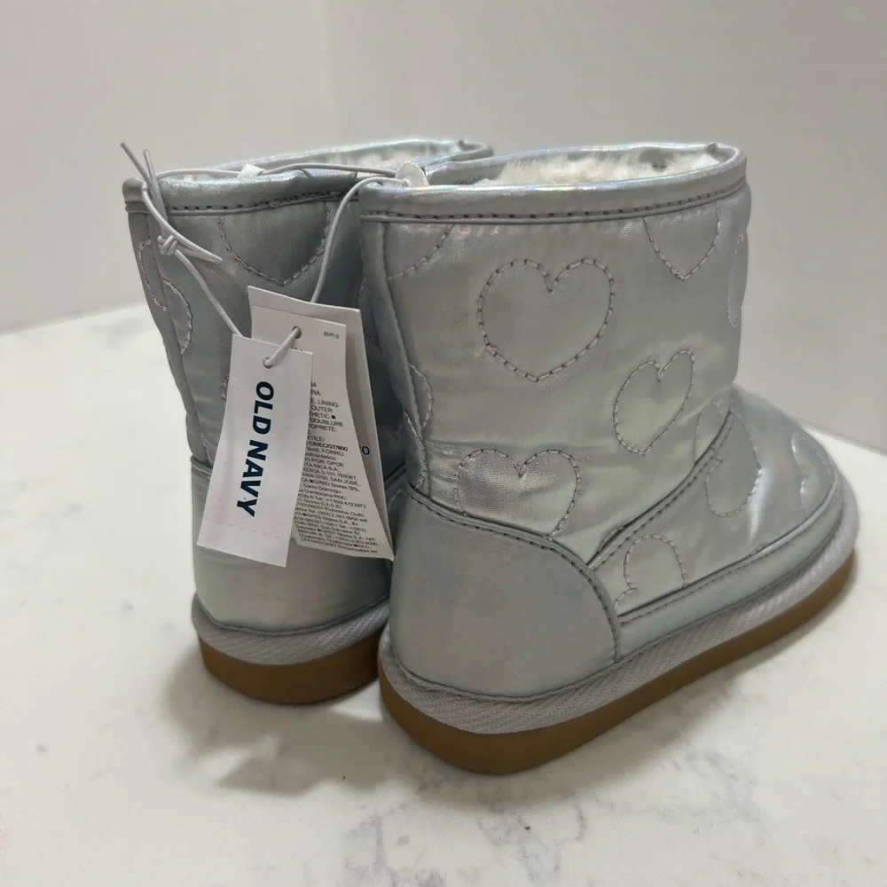 Old Navy Silver Iridescent Heart Boots